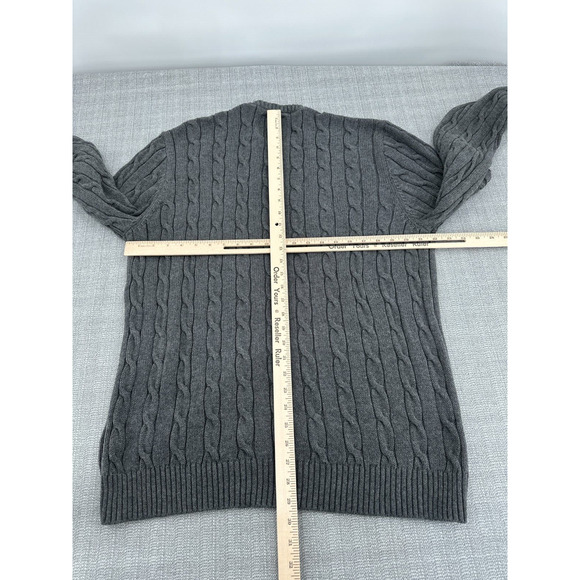 Vintage Old Navy Sweater Mens XL Grey Cable Knit Crew Neck Hong Kong Grandpa - Picture 5 of 8